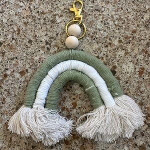 Green and White Rainbow Keychain